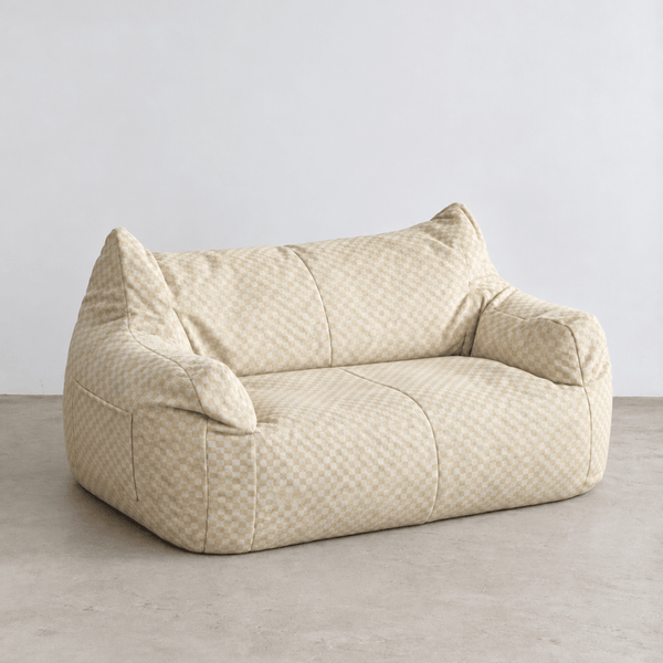 LOOSY 2人掛けビーズソファ Check Chenille -Ivory