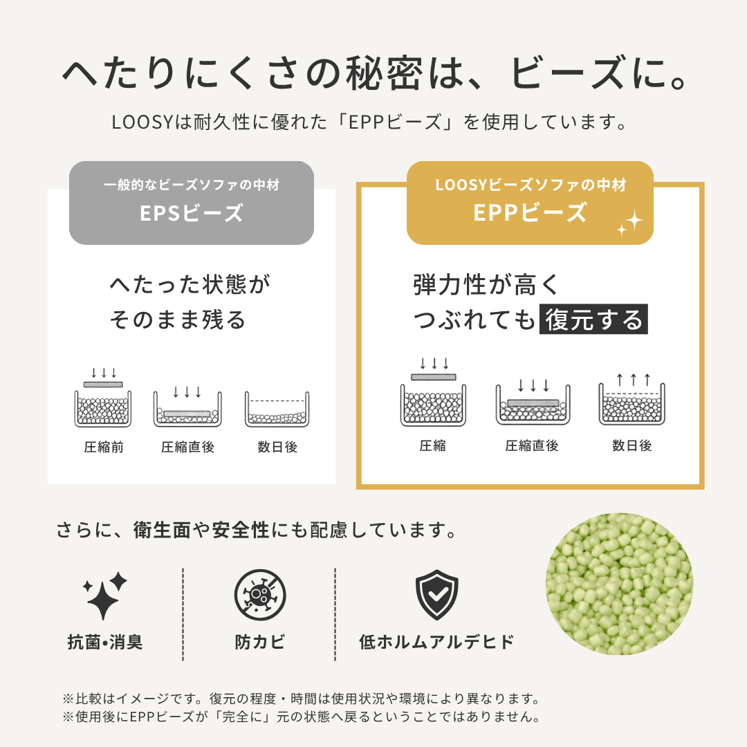 OR-5622-LOOSY-LOOSY 1人掛けビーズソファ Ivory
