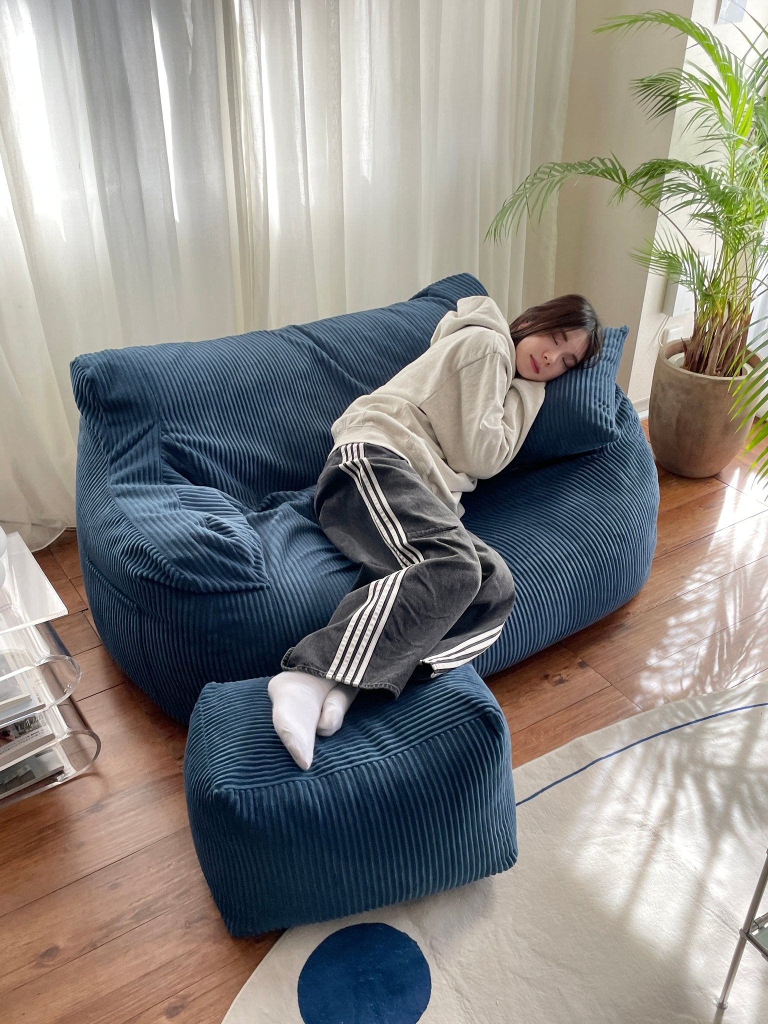 OR - 5636 - LOOSY - HUGME ビーズオットマン NAVY