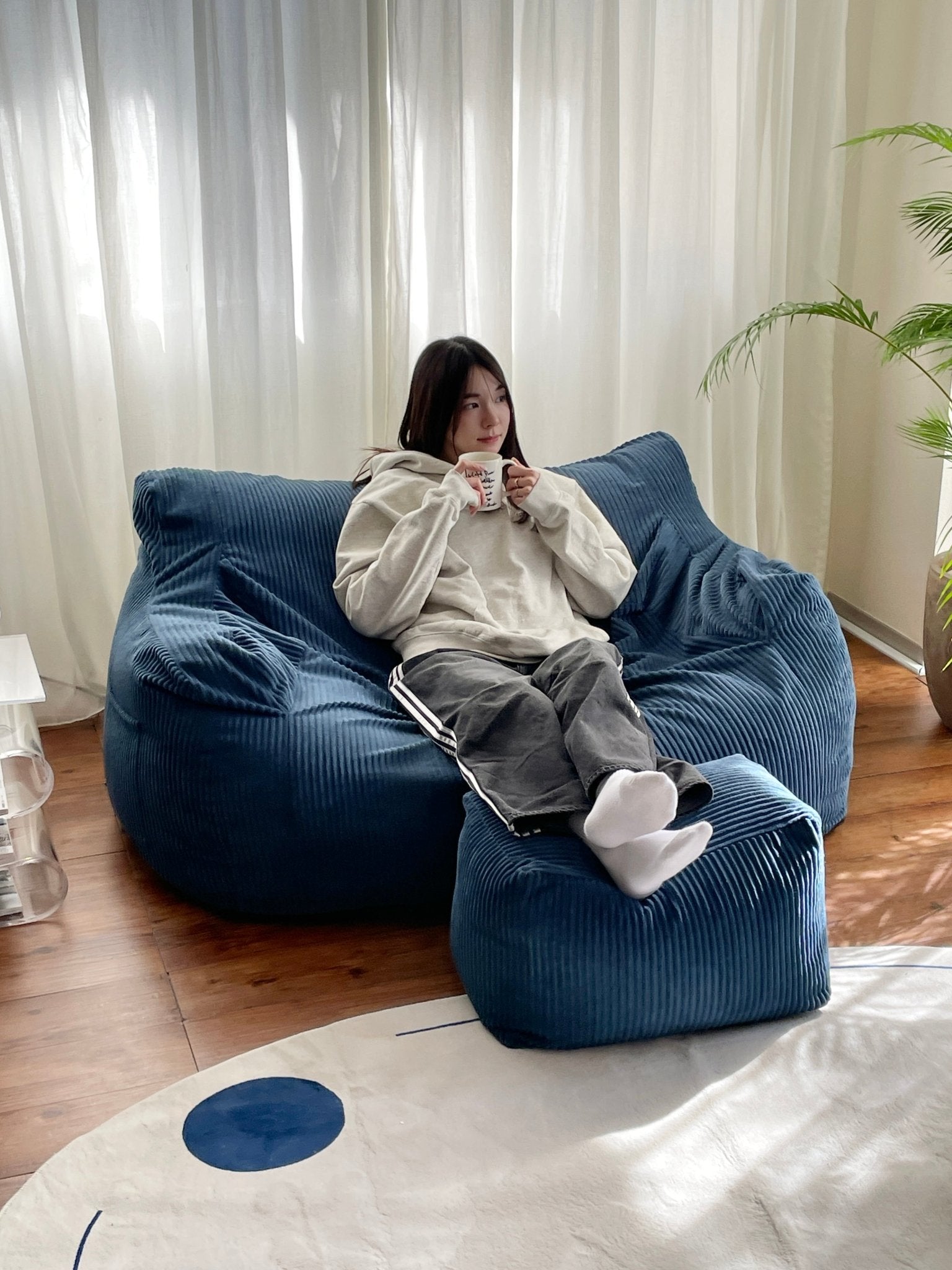 OR - 5636 - LOOSY - HUGME ビーズオットマン NAVY