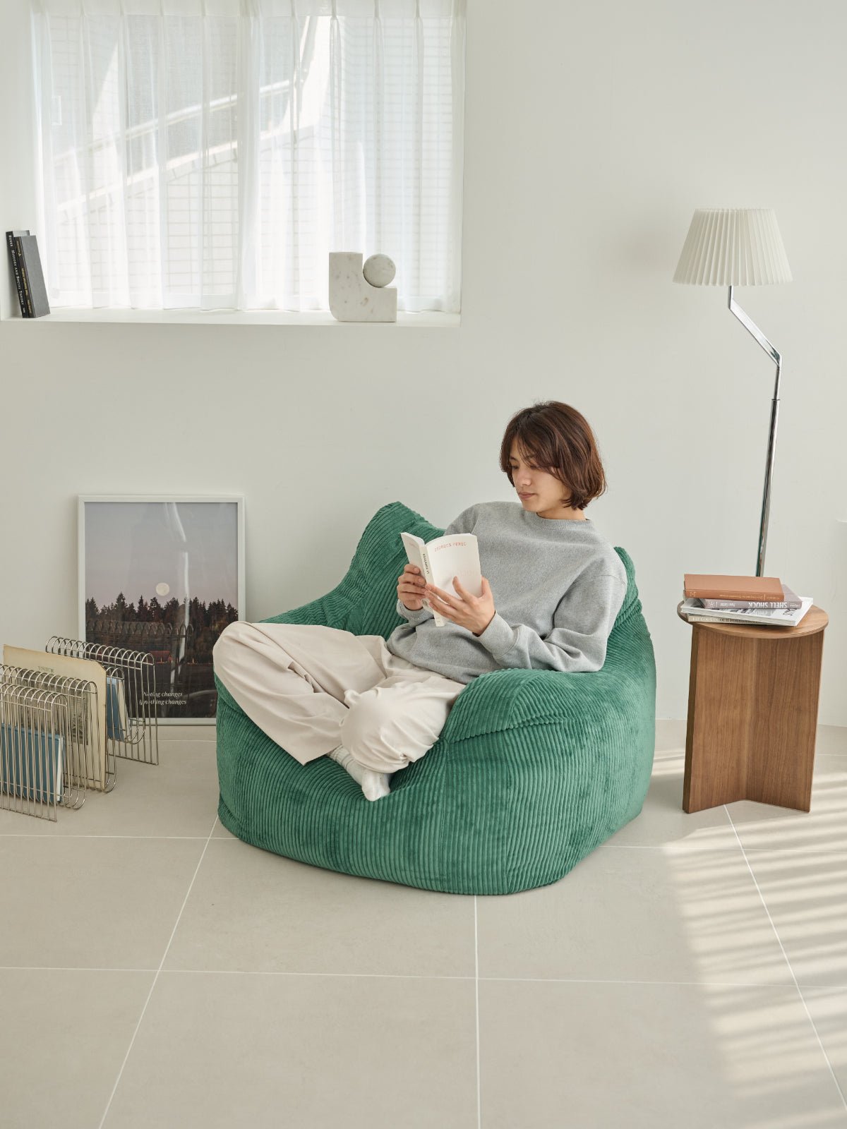 OR - 5684 - LOOSY - LOOSY 1人掛けビーズソファ 付替カバー GREEN