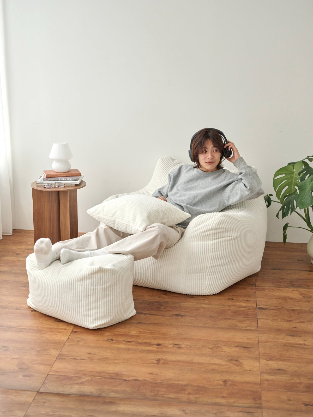 OR - 5685 - LOOSY - LOOSY 1人掛けビーズソファ 付替カバー IVORY