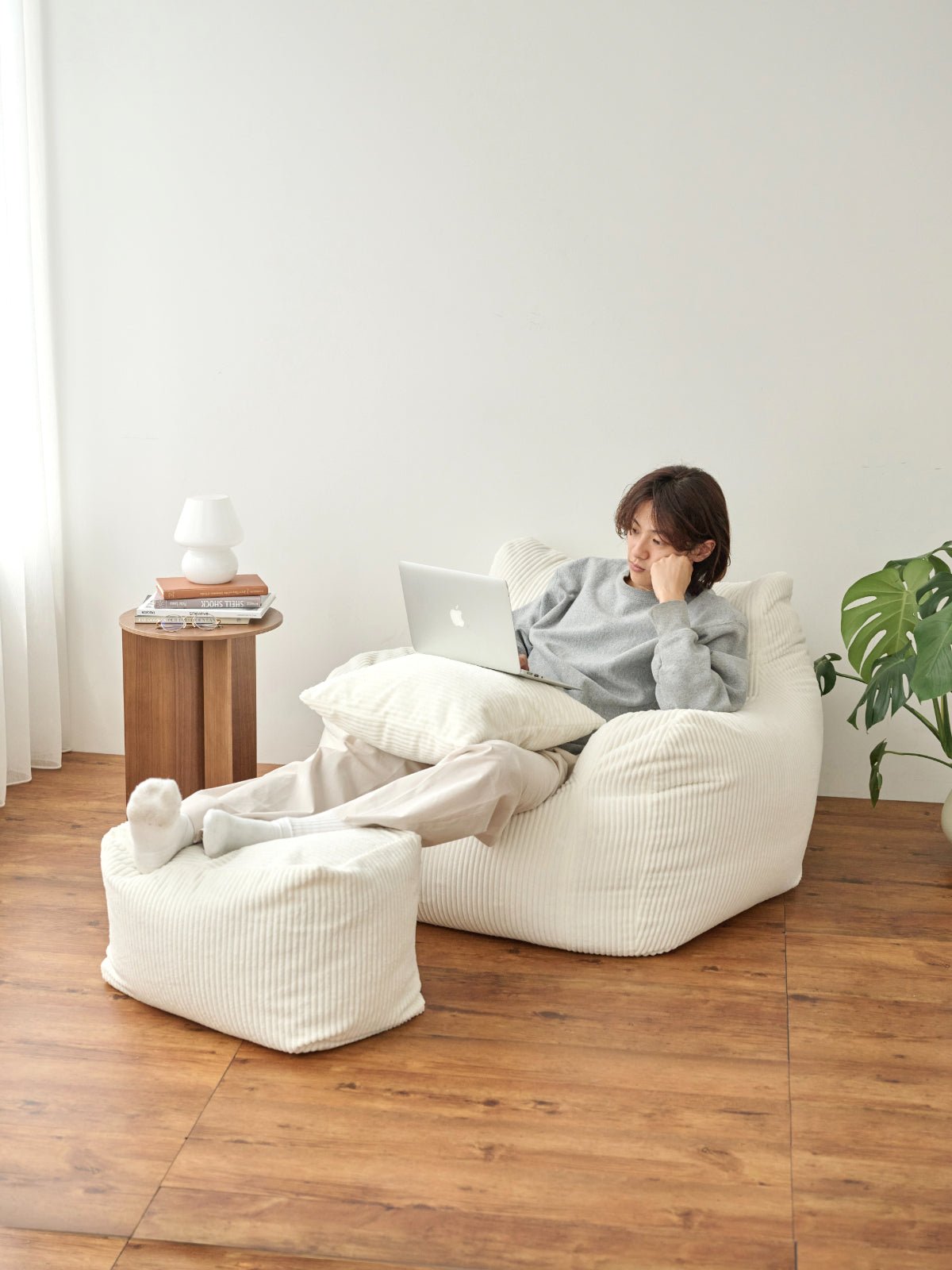 OR - 5685 - LOOSY - LOOSY 1人掛けビーズソファ 付替カバー IVORY