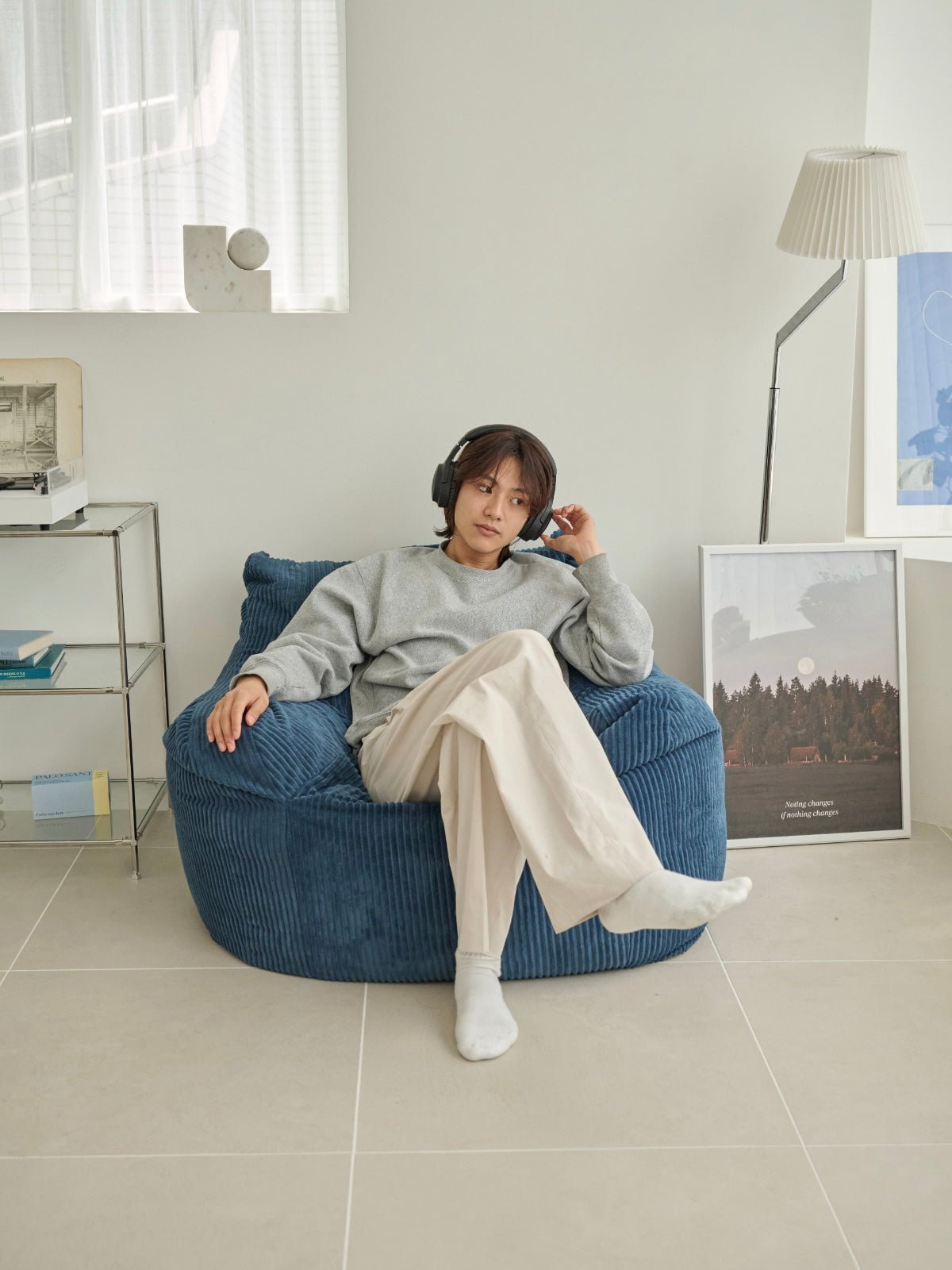 OR - 5686 - LOOSY - LOOSY 1人掛けビーズソファ 付替カバー NAVY