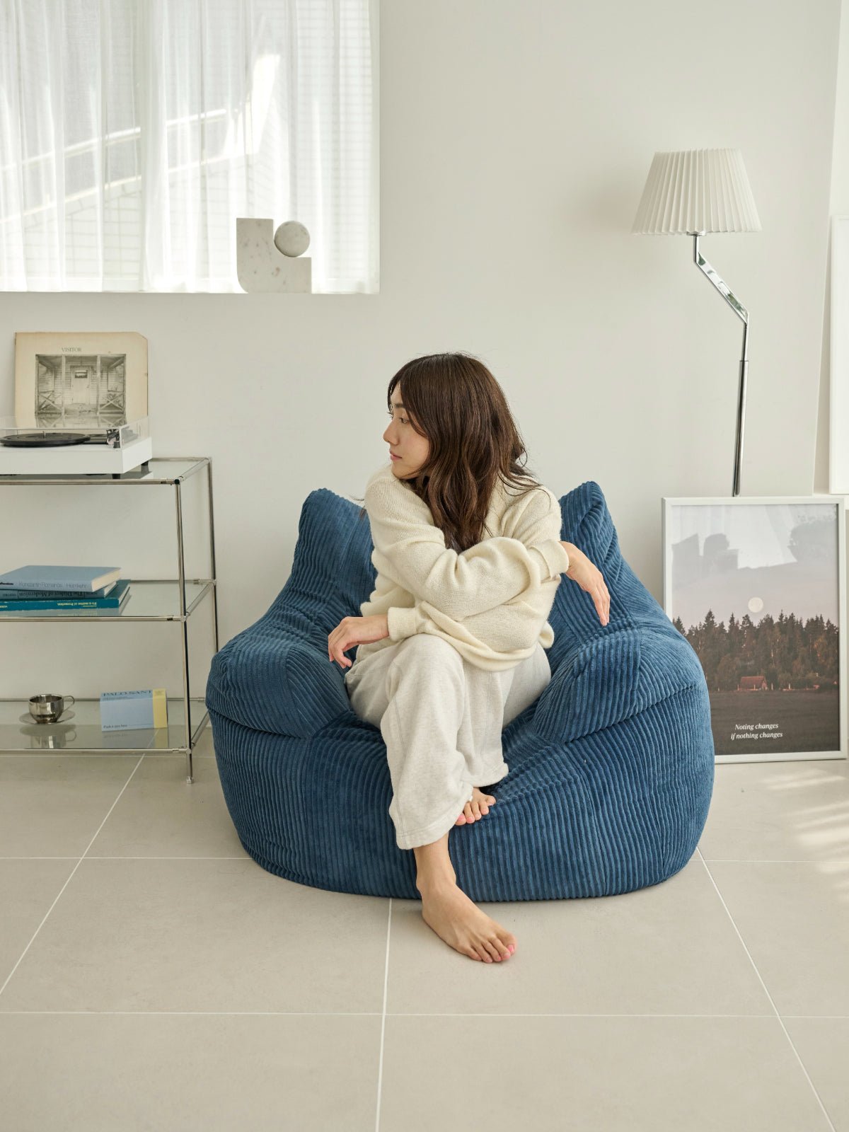 OR - 5686 - LOOSY - LOOSY 1人掛けビーズソファ 付替カバー NAVY