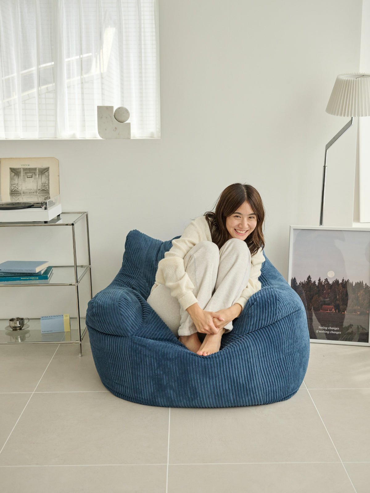 OR - 5686 - LOOSY - LOOSY 1人掛けビーズソファ 付替カバー NAVY