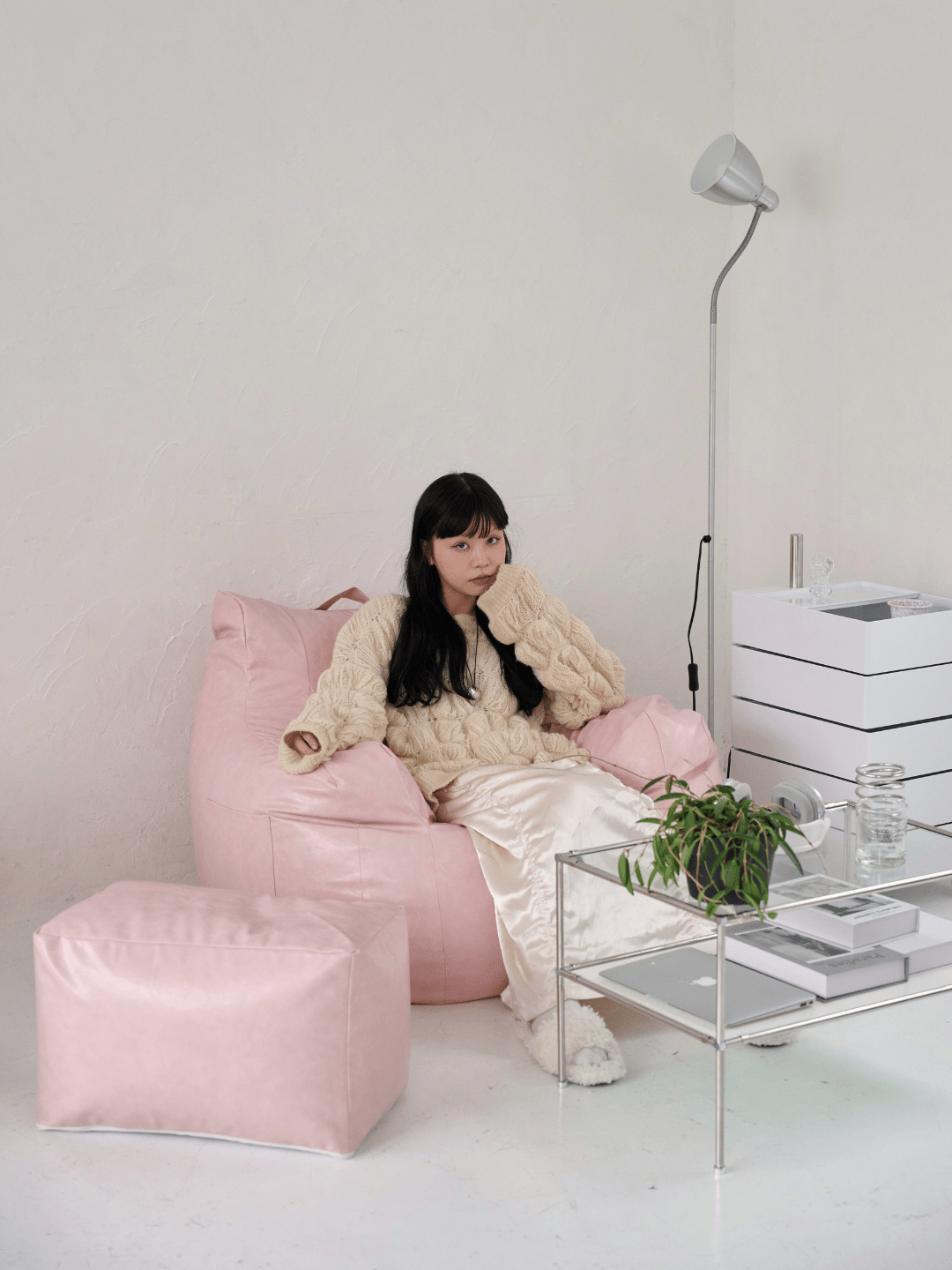 OR - 6721 - LOOSY - LOOSY ビーズオットマン PALE PINK