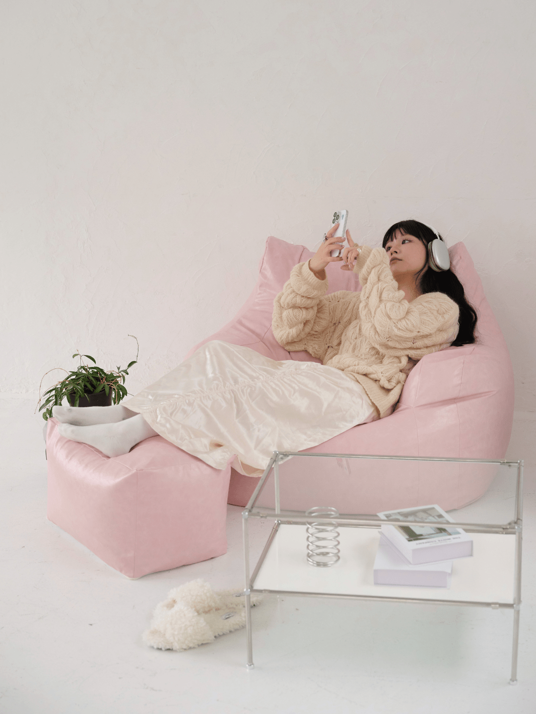 OR - 6721 - LOOSY - LOOSY ビーズオットマン PALE PINK
