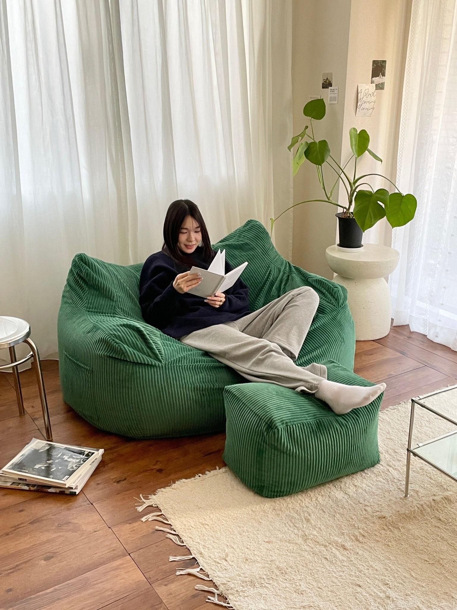 OR - 7314 - LOOSY - HUGME 2人掛けビーズソファ GREEN