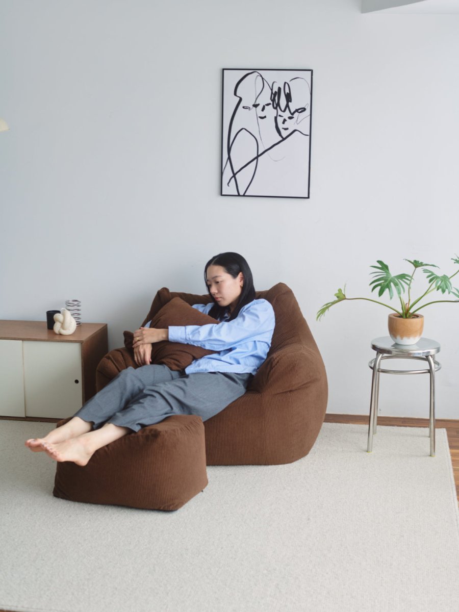 OR - 9033 - LOOSY - HUGME 1人掛けビーズソファ 付替カバー Dark Brown