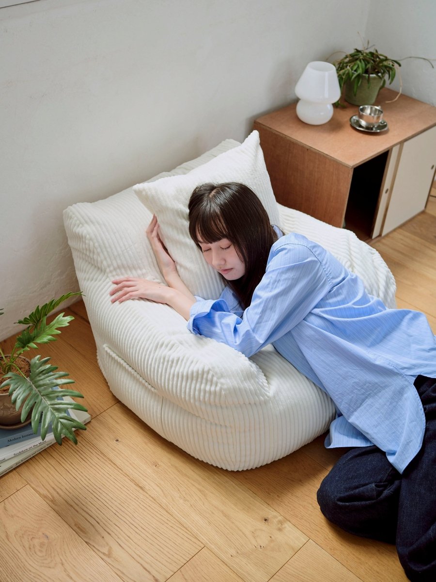 OR - 9195 - LOOSY - HUGME 1人掛けビーズソファ ミニ Ivory 付替カバー