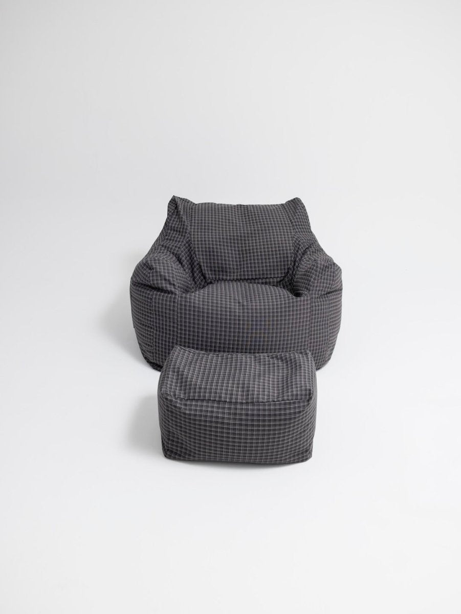 OR - 9562 - LOOSY - HUGME ビーズオットマン 付替カバー Charcoal Check