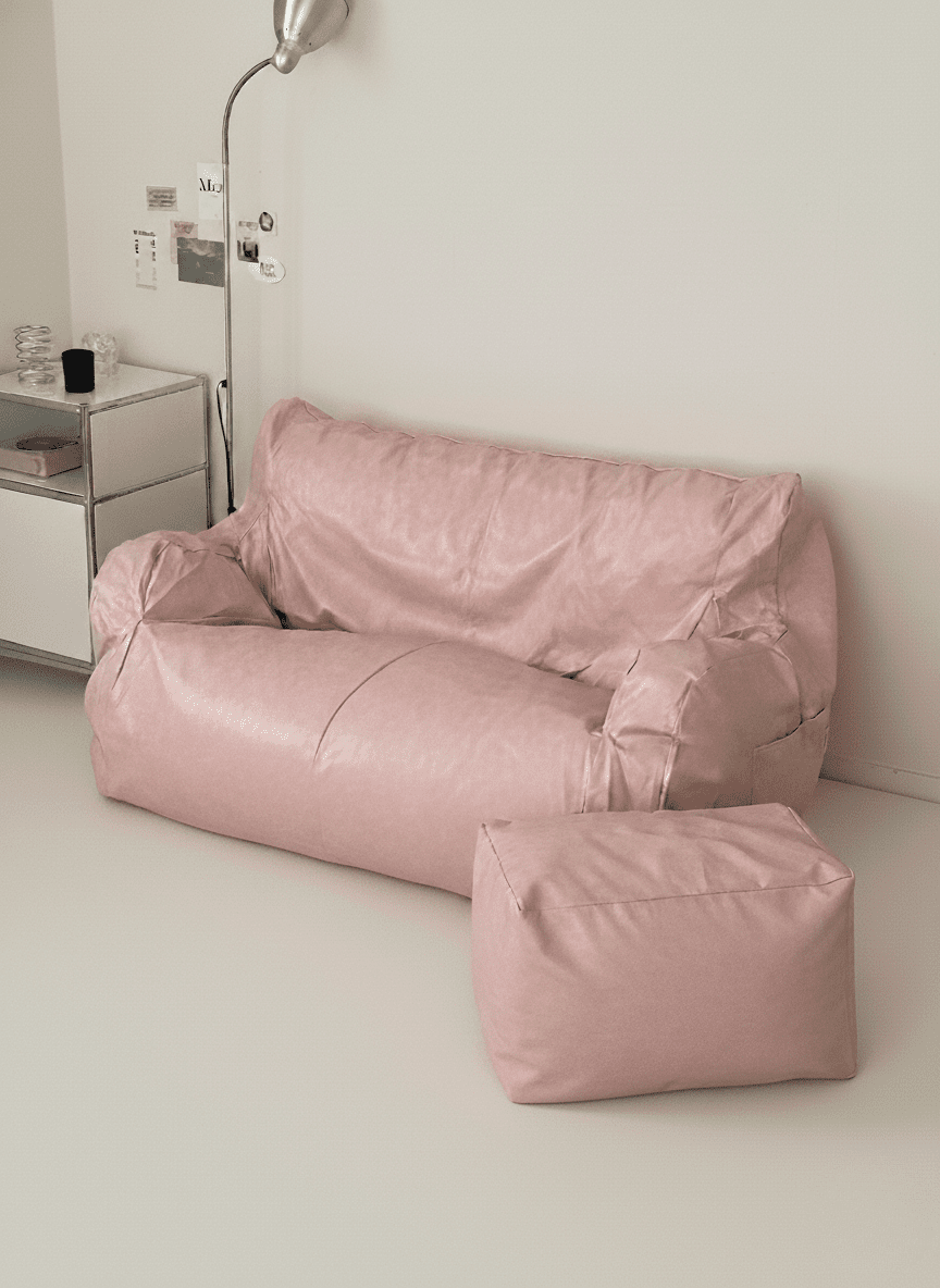 OR-9822 - LOOSY - LOOSY 2人掛けビーズソファ Glossy Pink