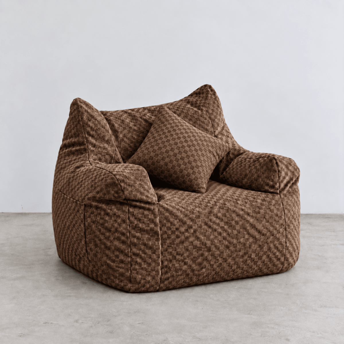 SE-10352-LOOSY-LOOSY 1人掛けビーズソファ Check Chenille -Brown