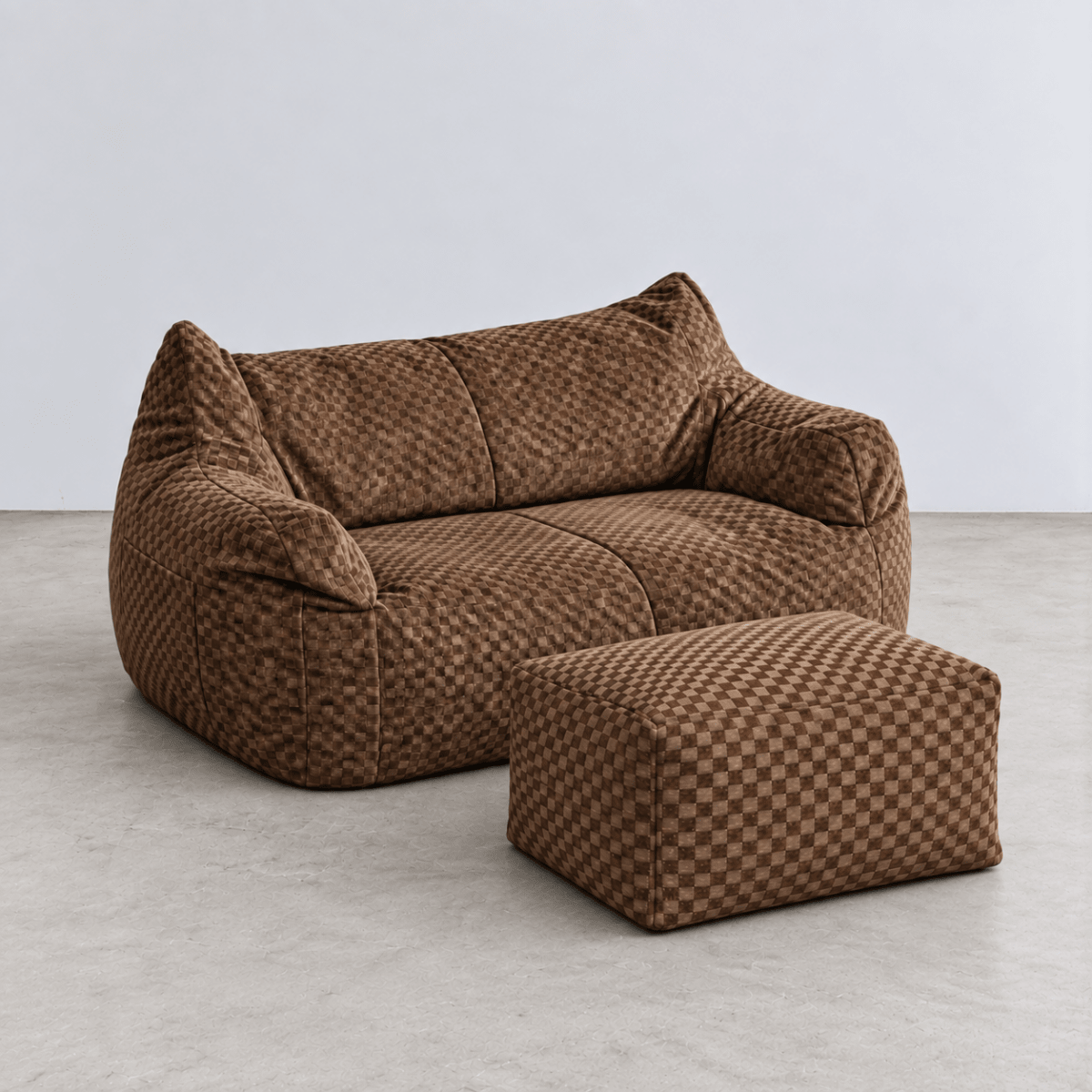 SE-10355-LOOSY-LOOSY 2人掛けビーズソファ Check Chenille -Brown