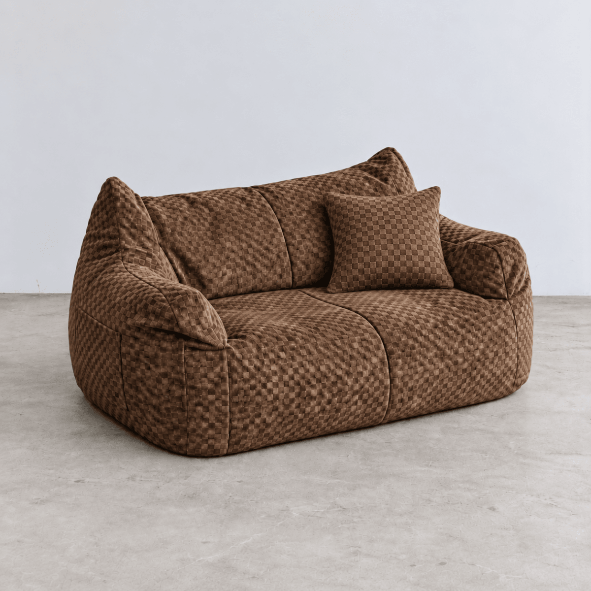 SE-10356-LOOSY-LOOSY 2人掛けビーズソファ Check Chenille -Brown