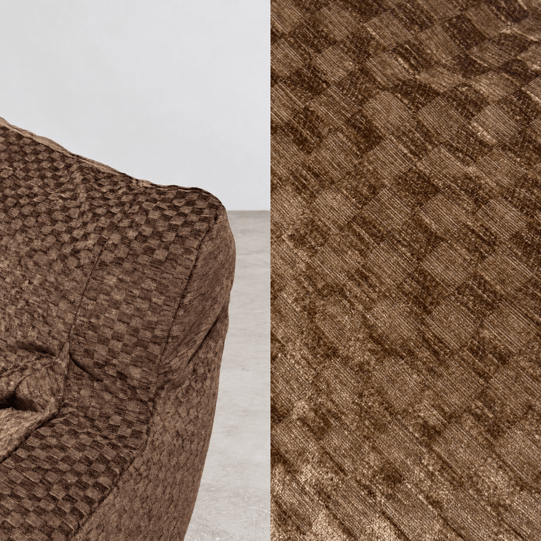 SE-10357-LOOSY-LOOSY 2人掛けビーズソファ Check Chenille -Brown