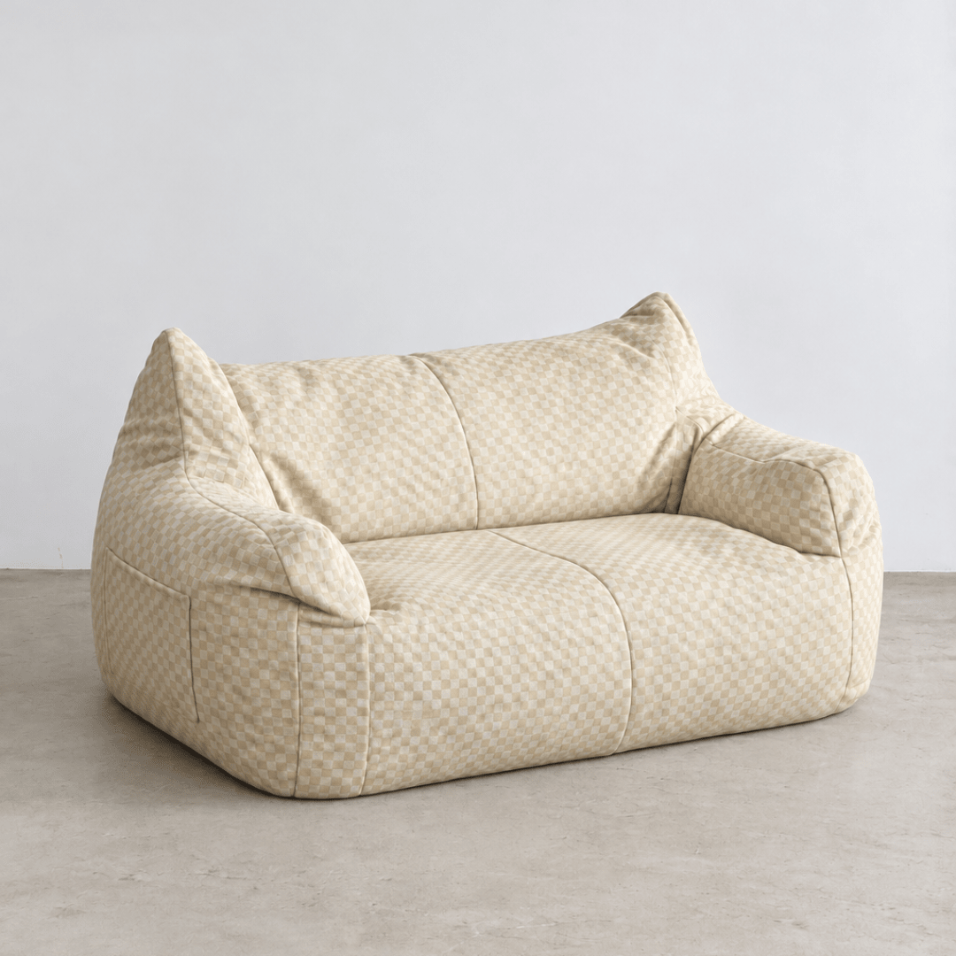 SE-10363-LOOSY-LOOSY 2人掛けビーズソファ Check Chenille -Ivory