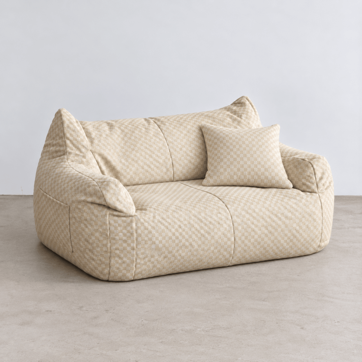 SE-10365-LOOSY-LOOSY 2人掛けビーズソファ Check Chenille -Ivory