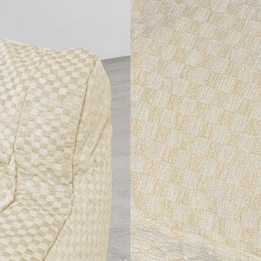 SE-10366-LOOSY-LOOSY 2人掛けビーズソファ Check Chenille -Ivory