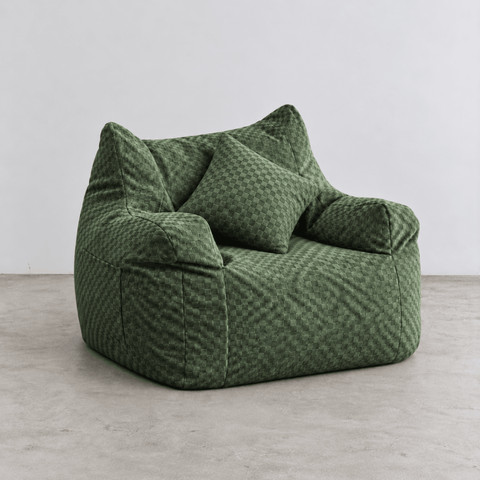 SE-10370-LOOSY-LOOSY 1人掛けビーズソファ Check Chenille -Green
