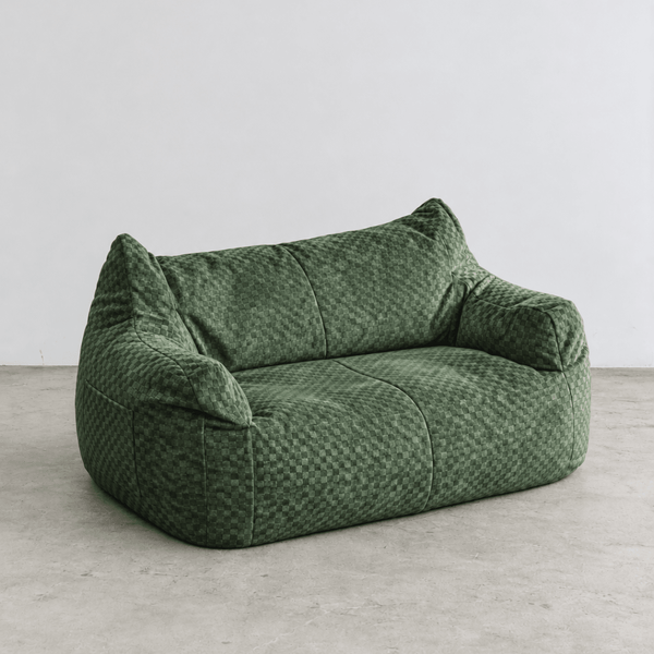 LOOSY 2人掛けビーズソファ Check Chenille -Green
