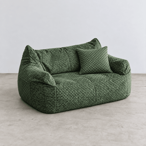SE-10374-LOOSY-LOOSY 2人掛けビーズソファ Check Chenille -Green