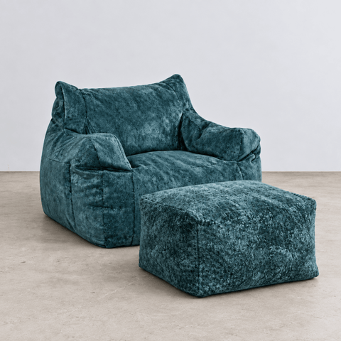 SE-10378-LOOSY-LOOSY 1人掛けビーズソファ Rich Chenille -Turquoise