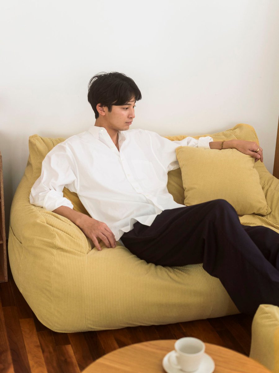 SE - 9369 - LOOSY - HUGME 2人掛けビーズソファ 付替カバー Soft Yellow