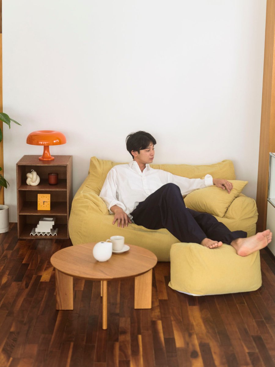 SE - 9371 - LOOSY - HUGME 2人掛けビーズソファ 付替カバー Soft Yellow