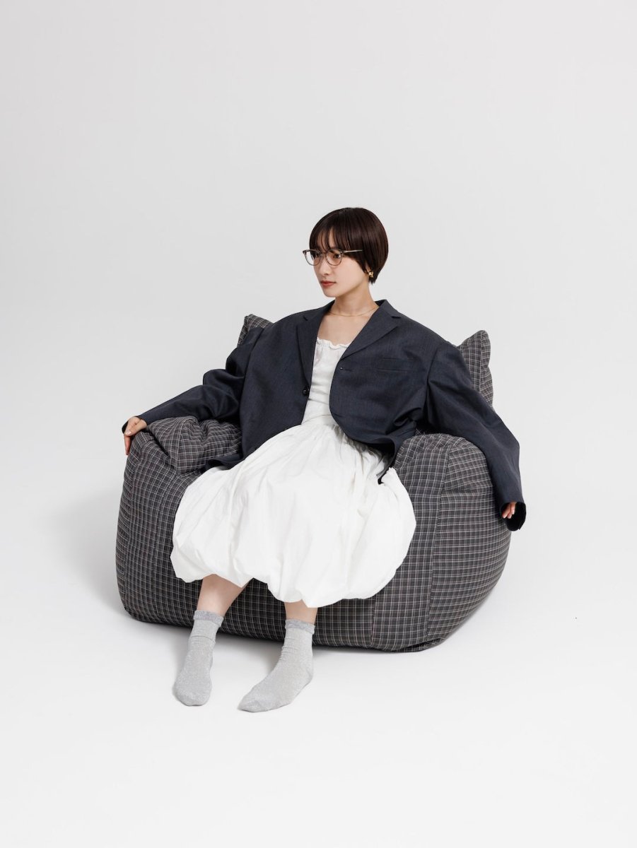 SE - 9591 - LOOSY - HUGME 1人掛けビーズソファ 付替カバー Charcoal Check