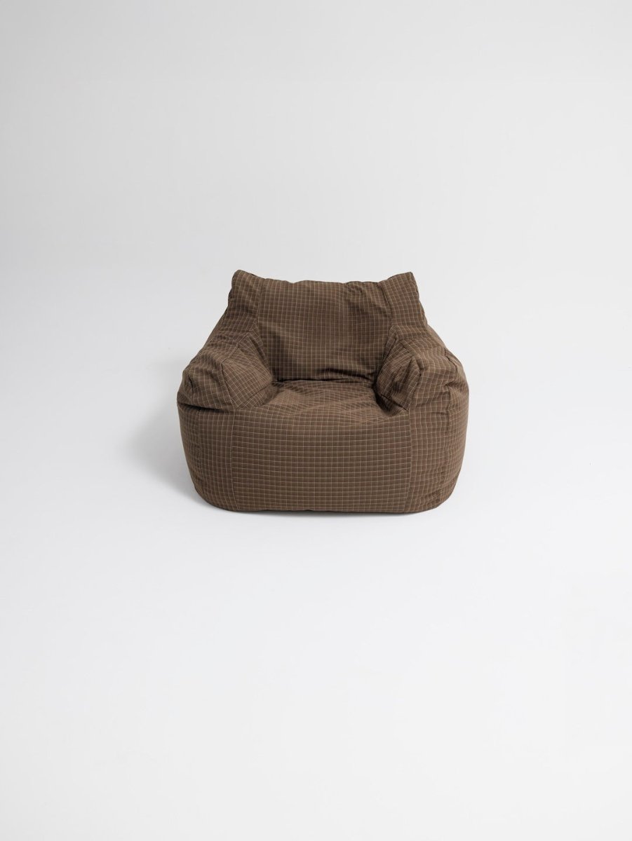 SE - 9592 - LOOSY - HUGME 1人掛けビーズソファ 付替カバー Brown Check