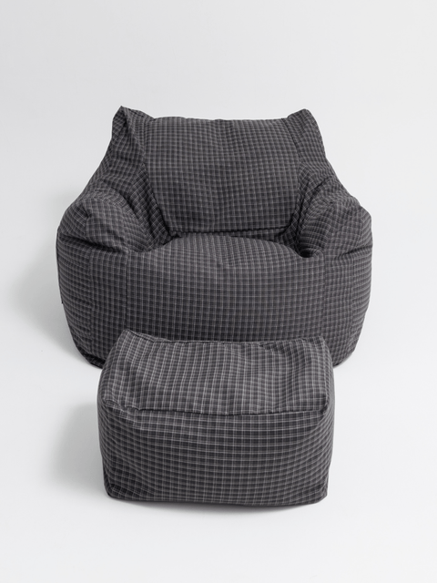 SE - 9593 - LOOSY - HUGME 1人掛けビーズソファ Charcoal Check