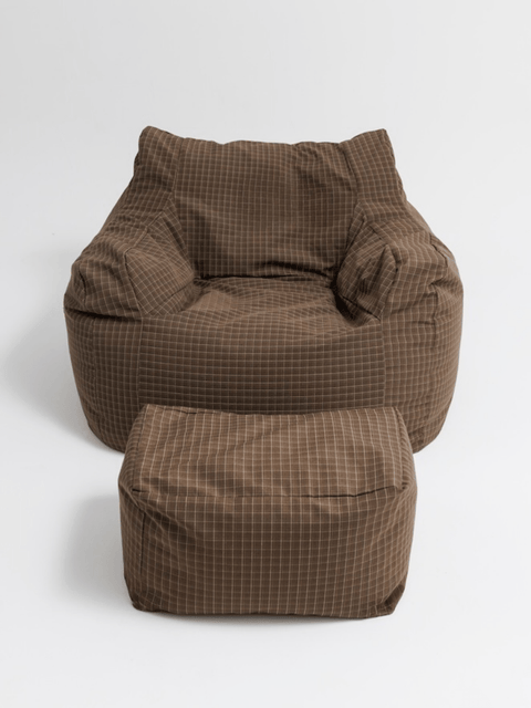 SE - 9594 - LOOSY - HUGME 1人掛けビーズソファ Brown Check