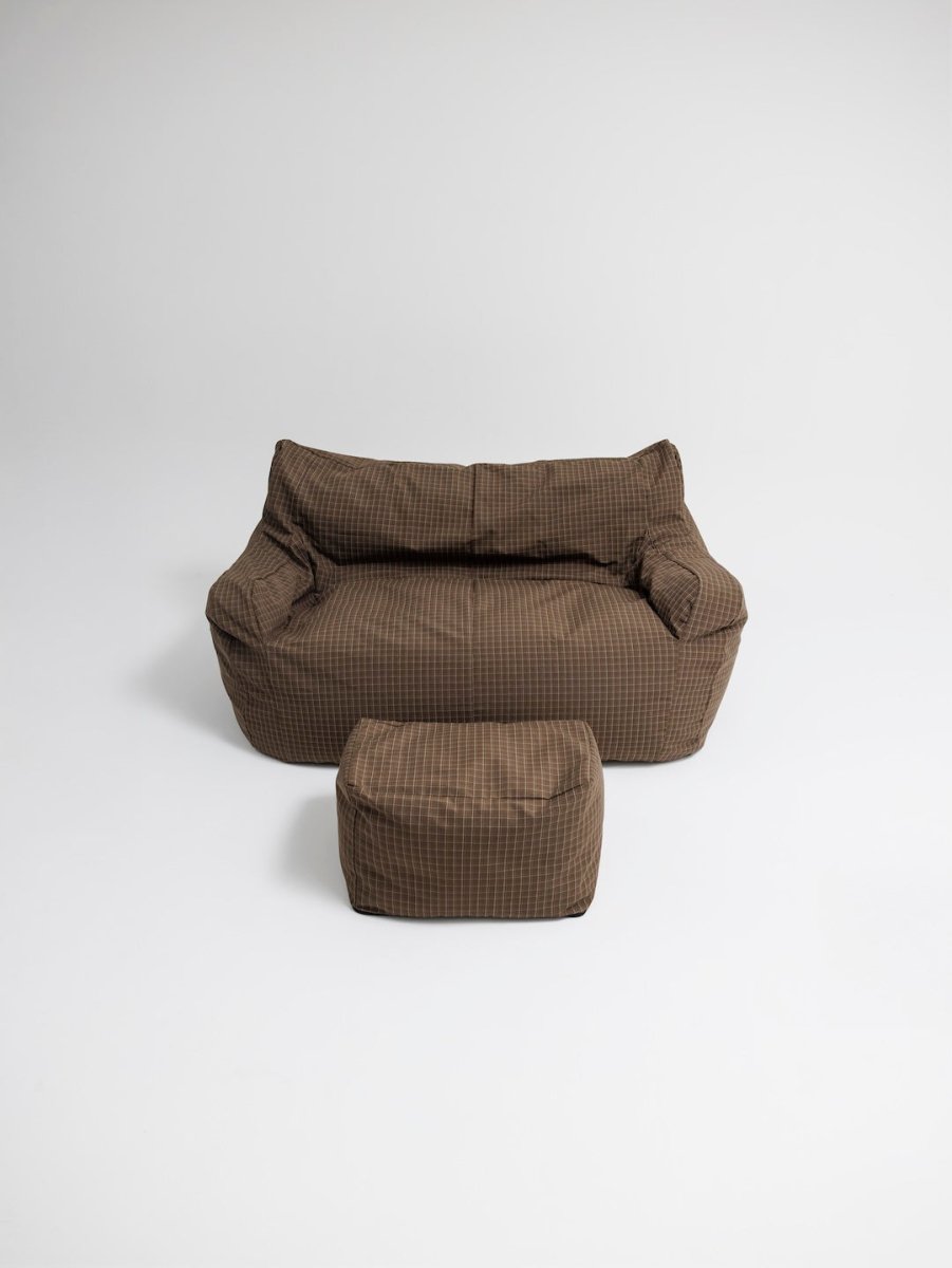 SE - 9596 - LOOSY - HUGME 2人掛けビーズソファ 付替カバー Brown Check