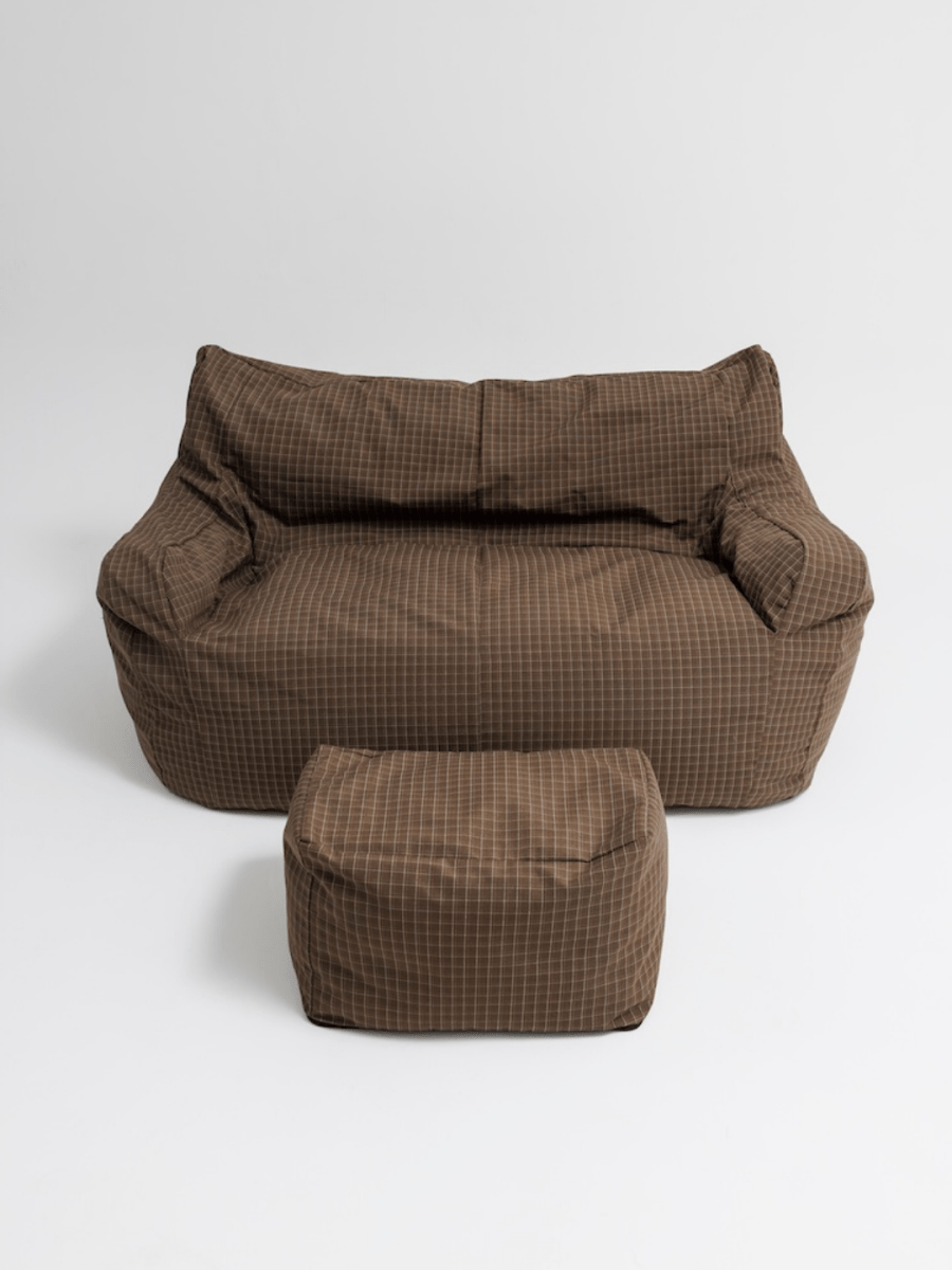 SE - 9598 - LOOSY - HUGME 2人掛けビーズソファ Brown Check