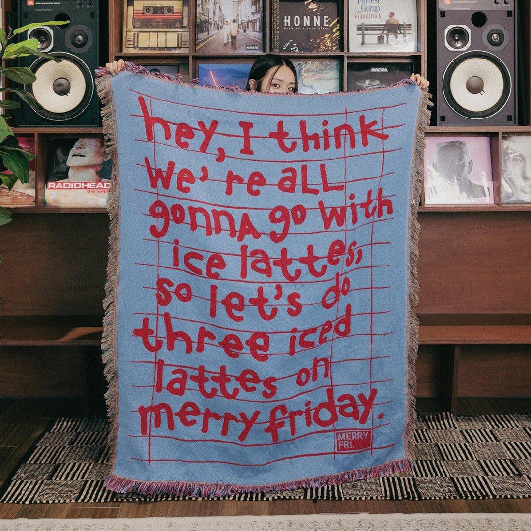 BR-10494-MERRY FRIDAY-MERRY FRIDAY ブランケット｜Typo II Blue
