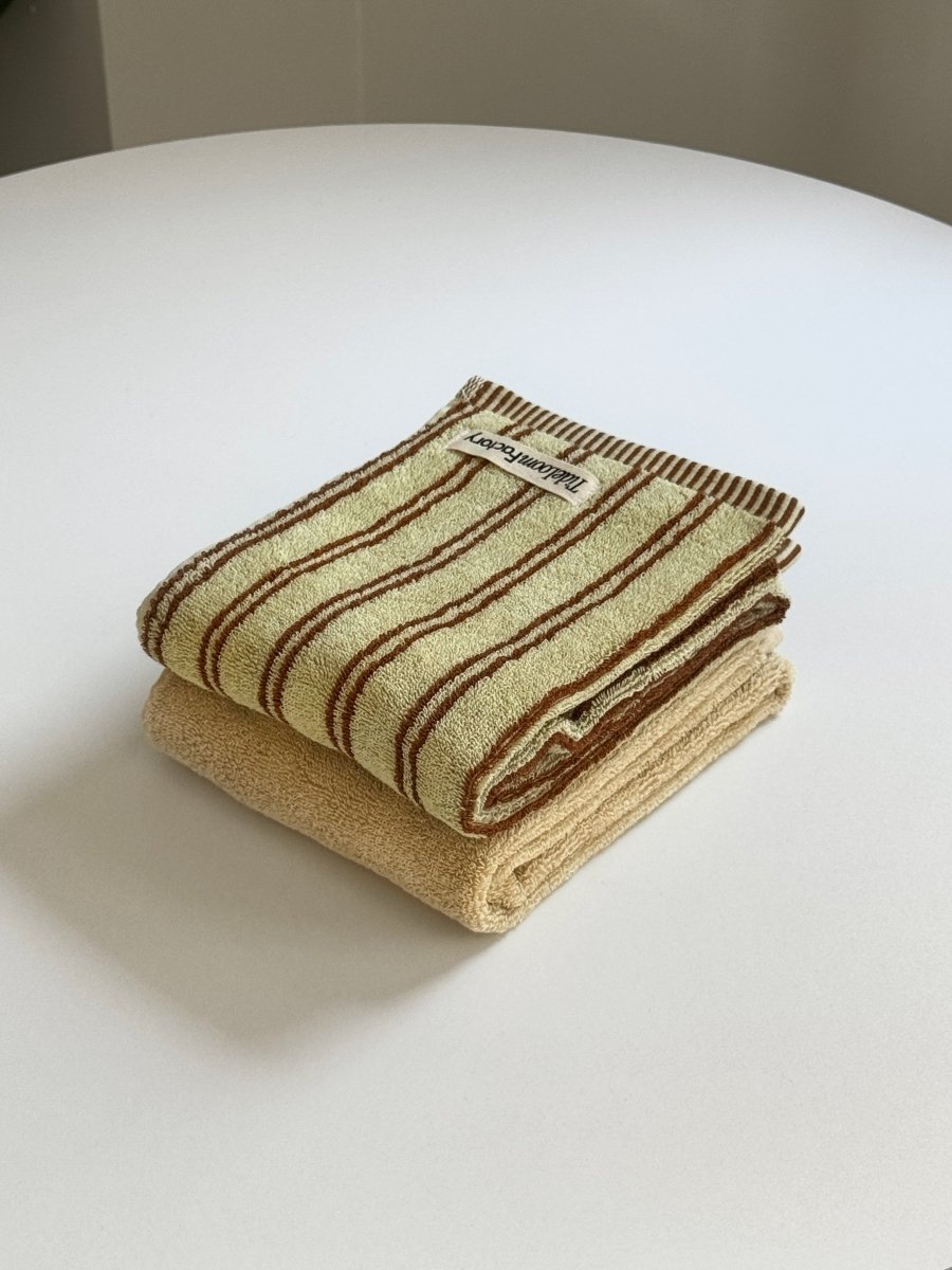 SE - 8719 - Tide Loom Factory - 100% Cotton Towel | Yanagi Stripe / Sand Beige Set