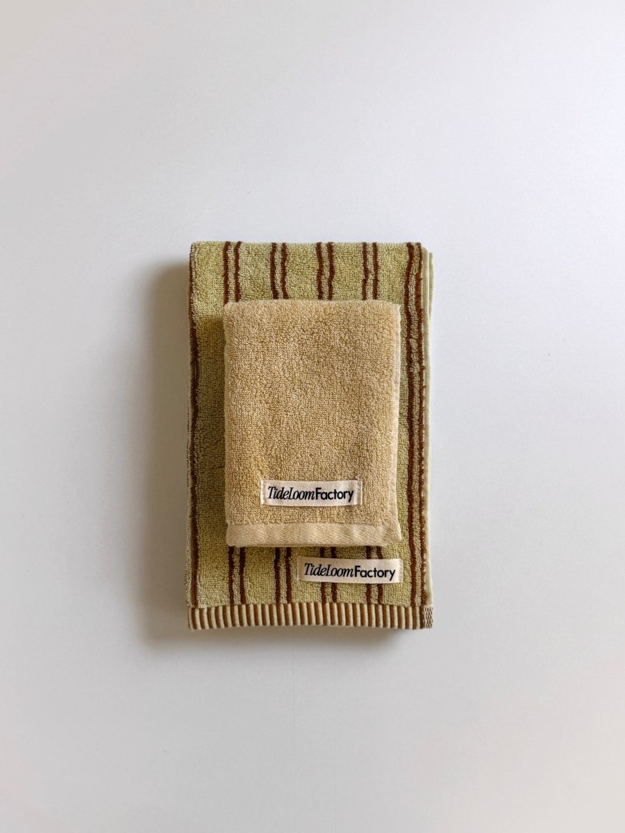 SE - 8719 - Tide Loom Factory - 100% Cotton Towel | Yanagi Stripe / Sand Beige Set