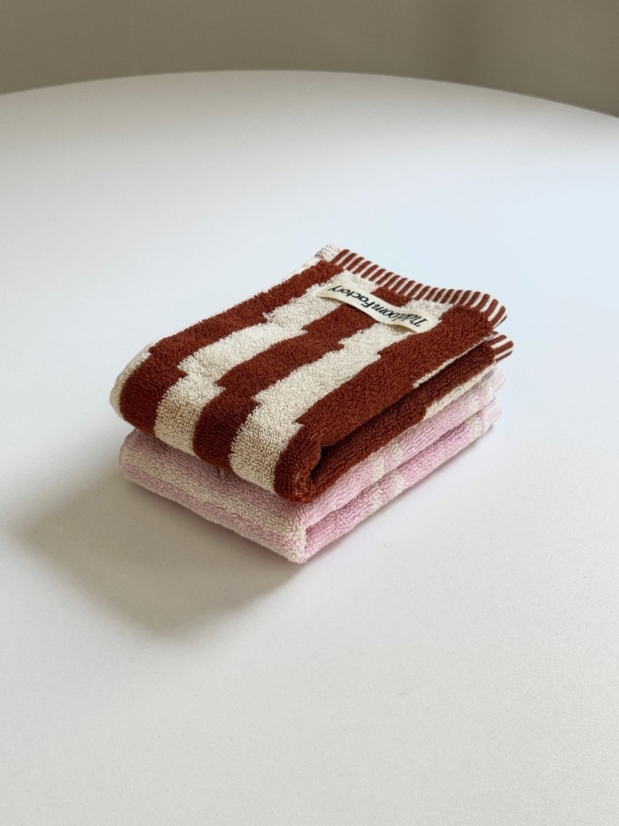 SE - 8783 - Tide Loom Factory - 100% Cotton Towel | Spring Haze Stripe / Sand Ripple Check Set