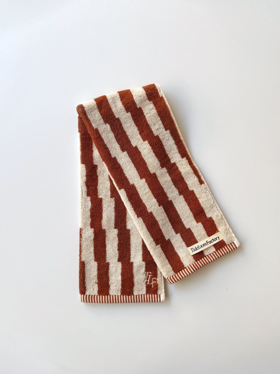 SE - 8911 - Tide Loom Factory - 100% Cotton Towel | Sand Beige / Sand Ripple Check Set