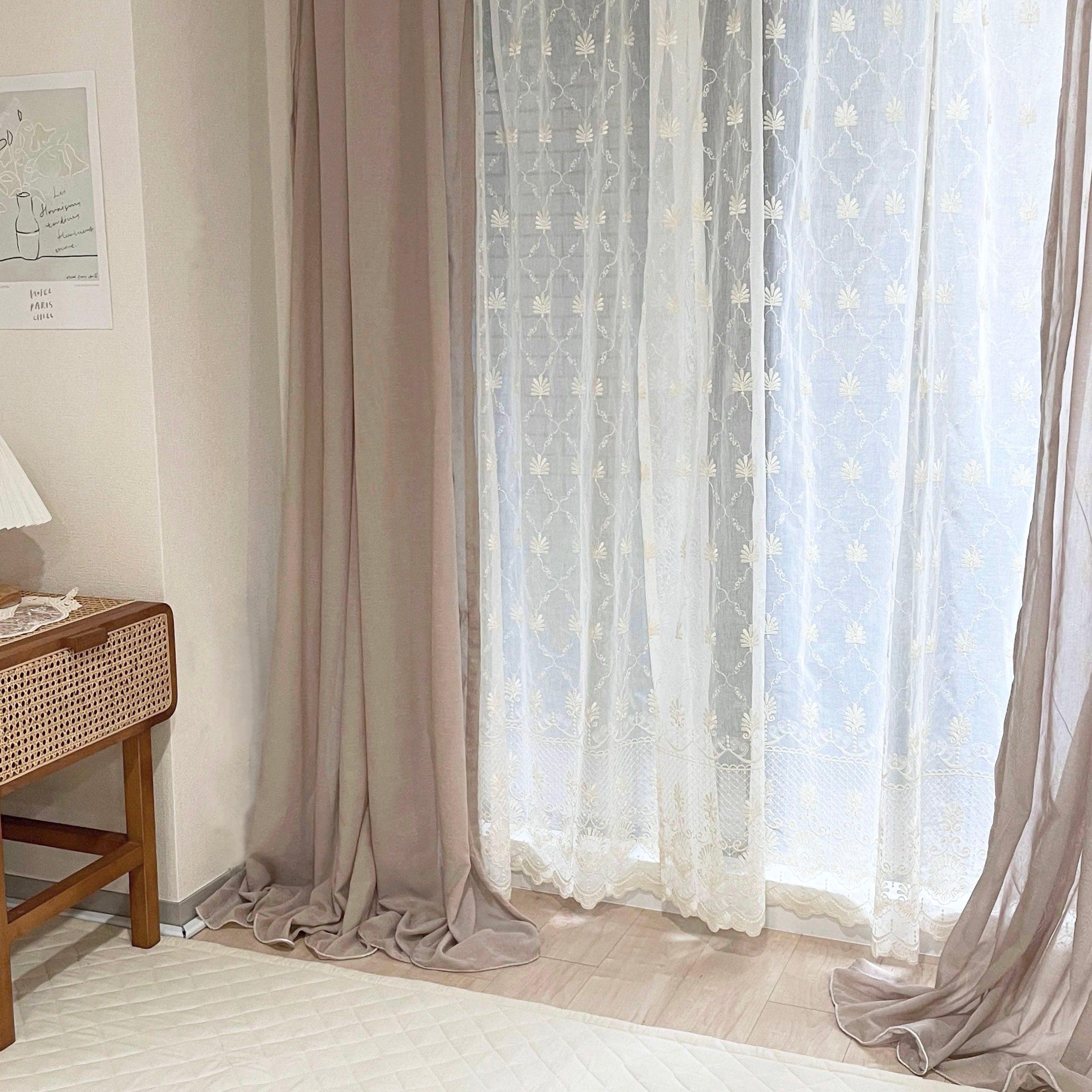 RCB91-00094B-Little Rooms-刺繍レースカーテン　ホワイトティー　1枚