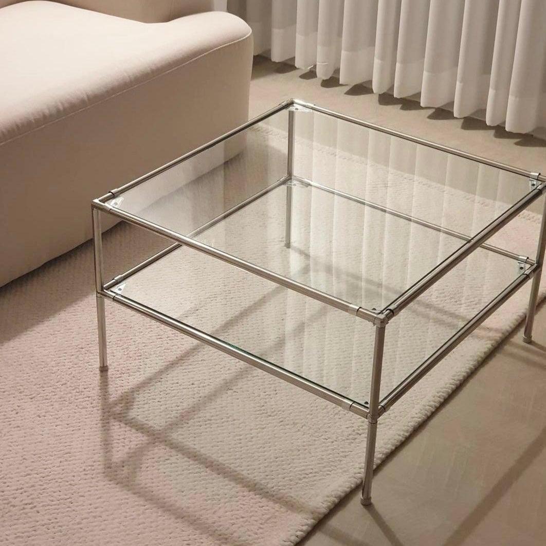BR-1395-vamir-vamir ローテーブル｜Stainless Modular 2tier Sofa Table