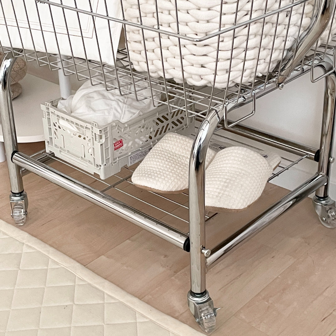 AL-2386-Little Rooms select-バスケット付きシルバーハンガーラック
