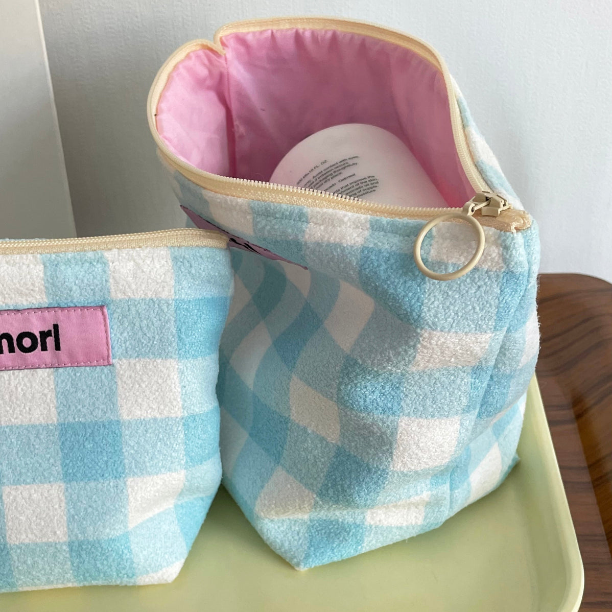 BR-2126-morl-morl ポーチ｜Check zipper pouch
