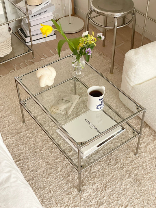 Stainless Modular 2tier Sofa Table S